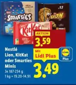 Lidl Nestlé Lion, KitKat oder Smarties Minis Angebot