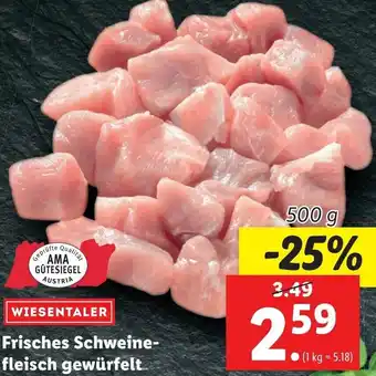 Lidl Frisches Schweine-Fleisch Gewürfelt 500g Angebot