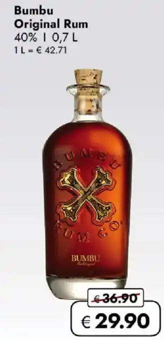 Travel FREE Bumbu Original Rum 40% Angebot