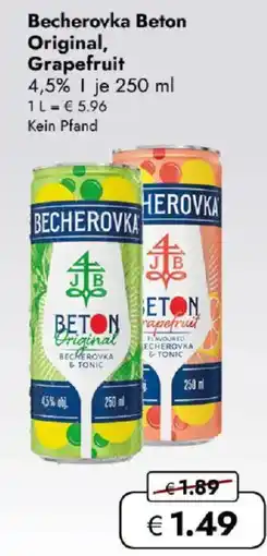 Travel FREE Becherovka Beton Original, Grapefruit 4,5% Angebot