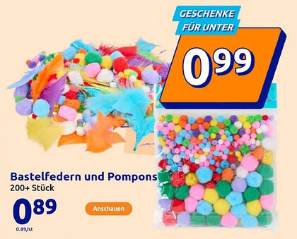 Action Bastelfedern und Pompons Angebot