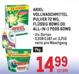 Metro Ariel vollwaschmittel pulver, flüssig od. all-in-1 pods Angebot