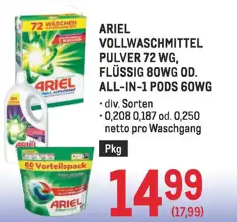 Ariel vollwaschmittel pulver, flüssig od. all-in-1 pods