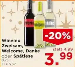 Unimarkt Winvino Zweisam, Welcome, Danke oder Spätlese Angebot