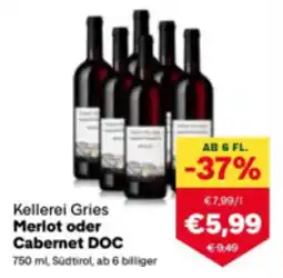 MPreis Kellerei Gries Merlot oder Cabernet DOC Angebot