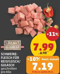 PENNY Schweine- fleisch für reisfleisch/ gulasch Angebot
