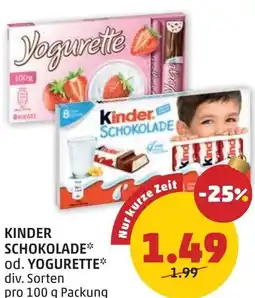 PENNY Kinder schokolade od. yogurette Angebot