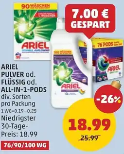 PENNY Ariel pulver od. flüssig od. all-in-1-pods div. sorten Angebot