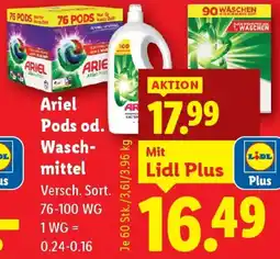 Lidl Ariel Pods od. Wasch- mittel Angebot