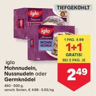 MPreis Iglo mohnnudeln, nussnudeln oder germknödel Angebot