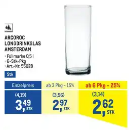 Metro Arcoroc longdrinkglas amsterdam Angebot