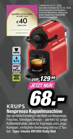 Red Zac Krups nespresso kapselmaschine Angebot