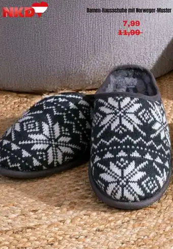 NKD Damen-Hausschuhe mit Norweger-Muster Angebot