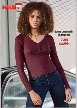 NKD Damen-Langarmshirt mit Knopfreihe Angebot