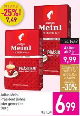 Sutterlüty Julius Meinl Präsident Bohne oder gemahlen Angebot