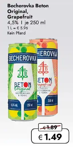 Travel FREE Becherovka Beton Original Grapefruit Angebot