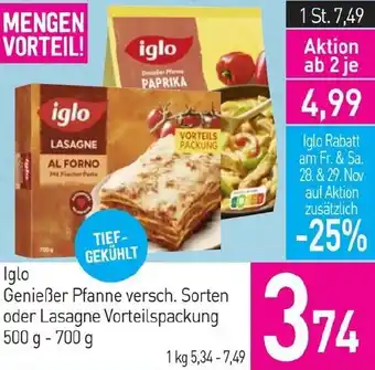 Iglo Genießer Pfanne versch. Sorten oder Lasagne Vorteilspackung