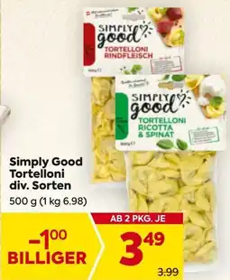 Billa Simply Good Tortelloni Rindfleisch Angebot