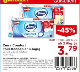 Unimarkt Zewa Comfort Toilettenpapier 3-lagig Angebot