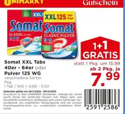 Unimarkt Somat XXL Tabs 40er - 64er oder Pulver 125 WG Angebot