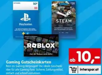 Interspar Gaming Gutscheinkarten Angebot