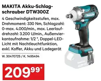 Makita akku-schlag- schrauber dtw300z