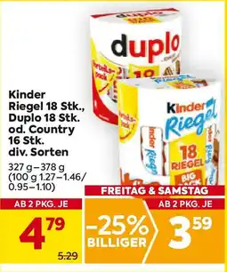 Billa Kinder Riegel 18 Stk., Duplo 18 Stk. od. Country 16 Stk. Angebot