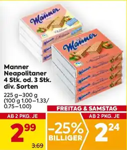 Billa Manner Neapolitaner 4 Stk. od. 3 Stk. Angebot