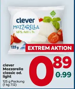 Billa clever Mozzarella classic od. light Angebot