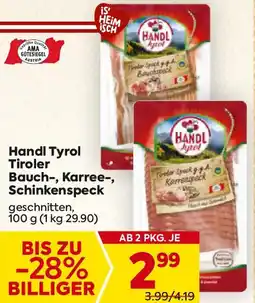 Billa Handl Tyrol Tiroler Bauch-, Karree-, Schinkenspeck Angebot