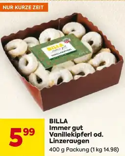 Billa BILLA Immer gut Vanillekipferl od Linzeraugen . Angebot