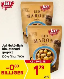 Billa Ja! Natürlich Bio-Maroni gegart Angebot