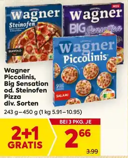 Billa Wagner Piccolinis Big Sensation od. Steinofen Pizza Angebot