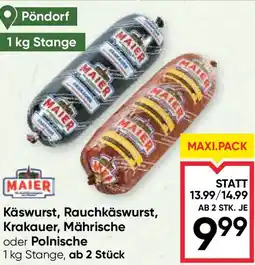 Maximarkt Käswurst, Rauchkäswurst, Krakauer, Mährische oder Polnische Angebot