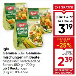 Maximarkt Iglo gemüse oder gemüse- mischungen im beutel Angebot