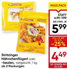 Maximarkt Stritzinger Hähnchenflügerl oder -keulen, tiefgekühlt, Angebot