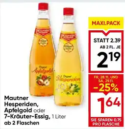 Maximarkt Mautner Hesperiden Apfelgold 7-Kräuter-Essig Angebot