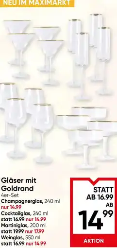 Maximarkt Gläser mit Goldrand Angebot