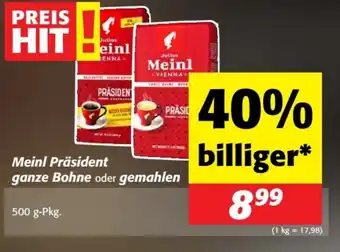 Meinl Präsident ganze Bohne oder gemahlen