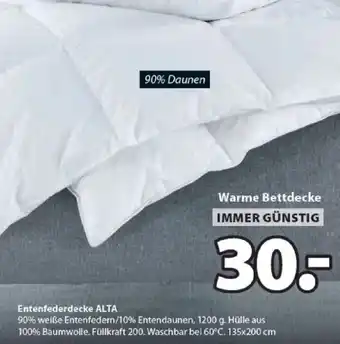 JYSK Entenfederdecke ALTA Angebot