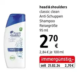 dm head & shoulders classic clean Anti-Schuppen Shampoo Reisegröße Angebot