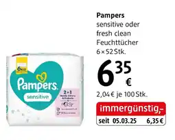 dm Pampers sensitive oder fresh clean Feuchttücher Angebot