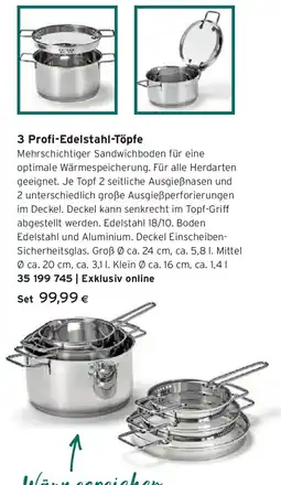 Tchibo Eduscho 3 Profi-Edelstahl-Töpfe Angebot