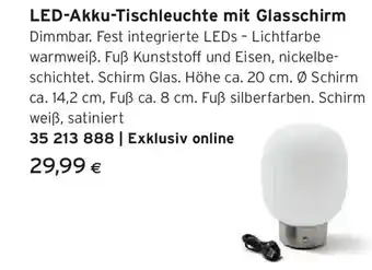 Tchibo Eduscho LED-Akku-Tischleuchte mit Glasschirm Angebot