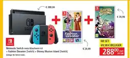 Pagro Diskont Nintendo Switch neon-blau/neon-rot + Fashion Dreamer Switch + Disney Illusion Island Switch Angebot