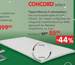 Matratzen Concord Topper Memory 4-Jahreszeiten Angebot