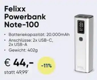 Hartlauer Felixx Powerbank Note-100 Angebot