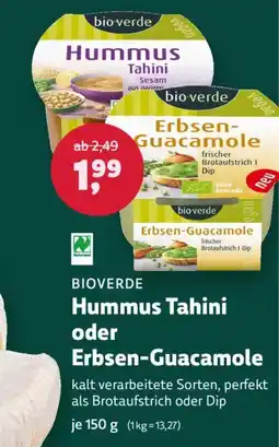 Denn's Biomarkt Hummus Tahini oder Erbsen-Guacamole Angebot