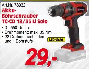 Akku- Bohrschrauber TC-CD 18/35 Li Solo