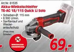 Zgonc Akku-Winkelschleifer TE-AG 18/115 Quick Li Solo Angebot